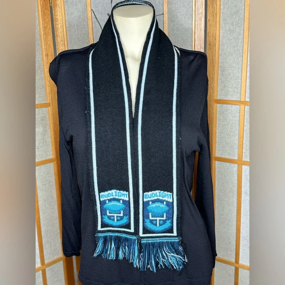 Budlight Blue Knit Skinny Scarf Men or Women